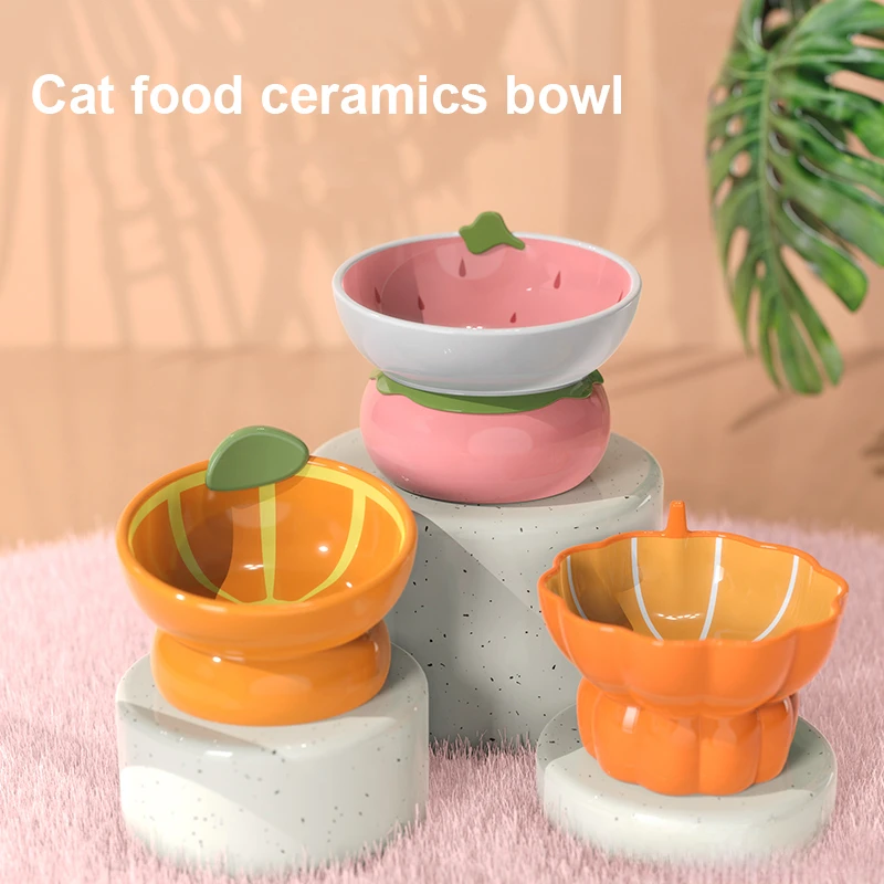 

Cat Bowl Cute Fruit Shape Cat Bowl High Quality Ceramics Pet Supplies Pet Food and Water Feeder Cat Accessories Pet