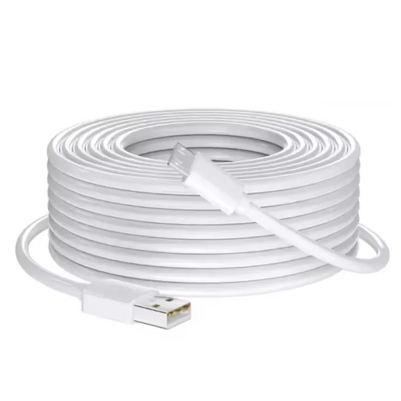 Cable de carga Micro USB ultralargo de 14m, 10m, 5m, 3m, Cable de monitoreo para cámara inteligente, cámara Web, Cable de extensión de Cable de alimentación Micro USB