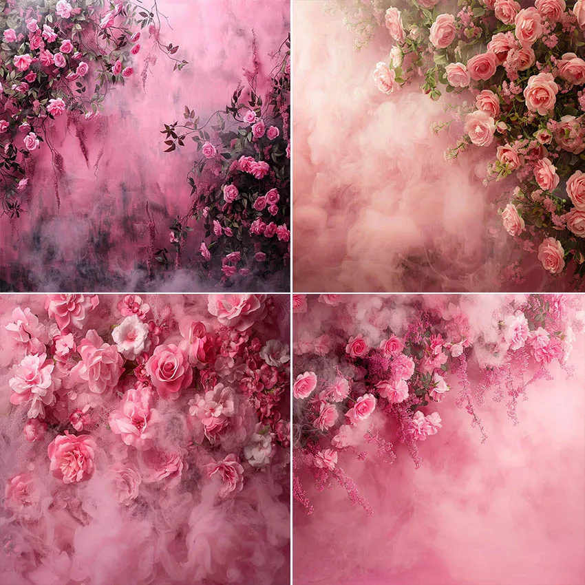 Mehofond Photography Background Pink Rose Wall Floral Smoke Adult Birthday Wedding Maternity Portrait Decor Backdrop Photo Studi