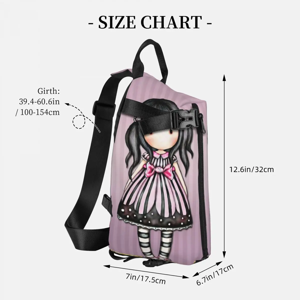 Art Cartoon Gorjuss Crossbody Chest Bag Men Casual Shoulder Backpack for Hiking Cross Chest Bag Diagonally