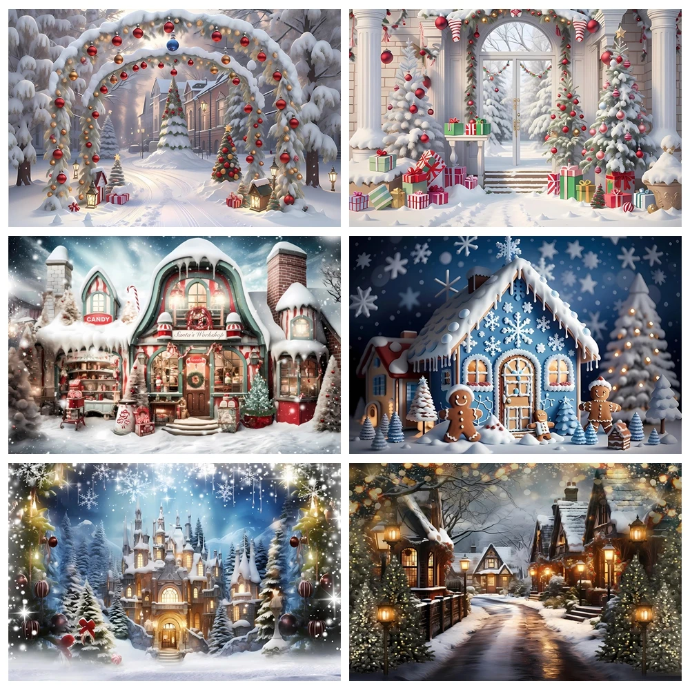 Christmas Photography Background Winter White Snow Xams Tree Party Decoration Family Children\'s Portrait Studio Props Banner