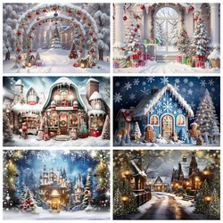 Christmas Photography Background Winter White Snow Xams Tree Party Decoration Family Children's Portrait Studio Props Banner