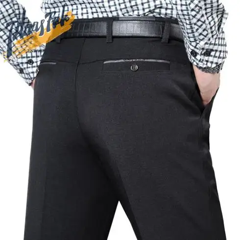Loose High Waist Casual Pants for Middle-Aged Men Straight Leg Western Pants Dad Clothes Comfortable Loose Fit Male Fashion