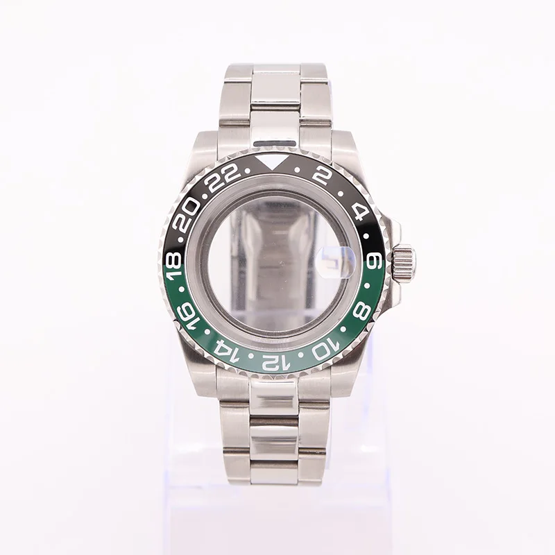 40mm GMT Bezel Insert Watch Cases Sapphire Glass Oyster Bracelet for Seiko Mods NH35 NH34 NH36 Movement Repalcement Parts