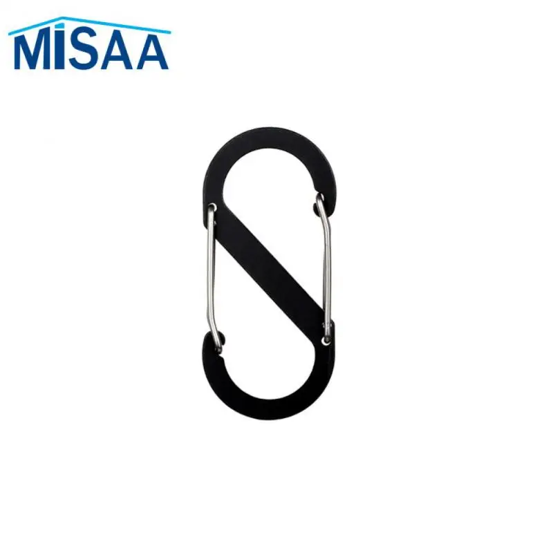 8-character Carabiner Keychain Hook Aluminum Alloy Multicolor S Type Carabiner With Lock Outdoor Camping Backpack Buckle