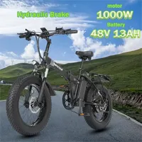 Ridstar G20 Electric Bicycle 1000W 48V 13AH Fat Tire Mountain 20*4.0 Inch Electric Bike Beach Cycling Folding Back Seat E bike