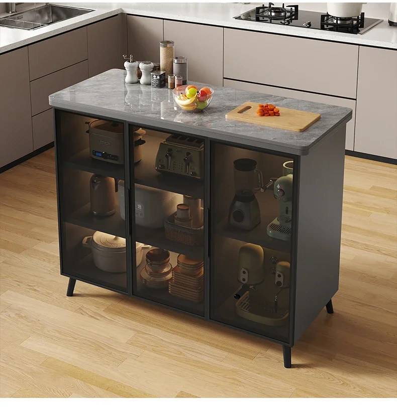 Multifunctional vegetable cutting table Floor-to-ceiling console Locker Movable island platform