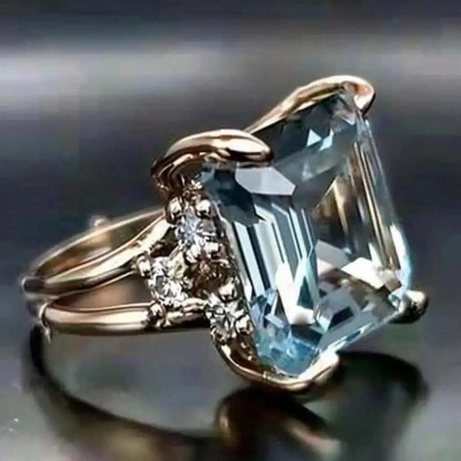 14k Gold Plated Elegant Womens Wedding Ring, Inlaid With Synthetic Zirconia, Symbolizing Elegance And Nobility, Crafted To