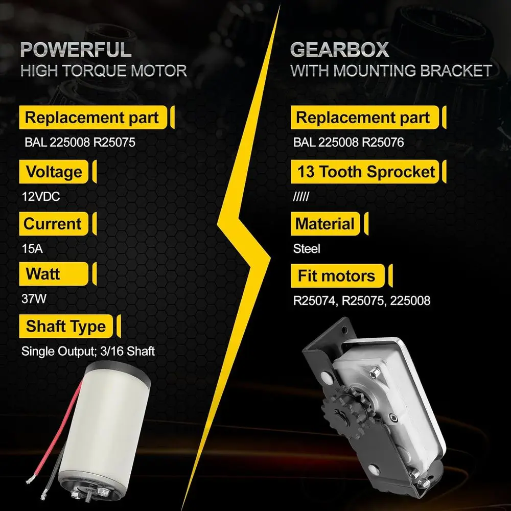 محرك منزلق R25075 RV مع علبة التروس R25076-1 محرك عالي الإخراج 13 ضرس أسنان لمقطورات RV استبدال الشريحة الخارجية 225008 #4