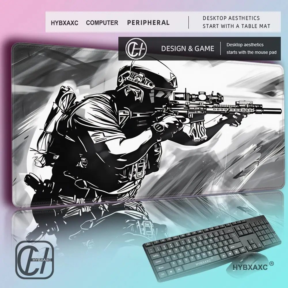 

HYBXAXC Extra-Large Gaming MousePad with Soldier Graphic Rubber Base Gamer Table Mat Non-Slip Desk Mat for ESports Computers