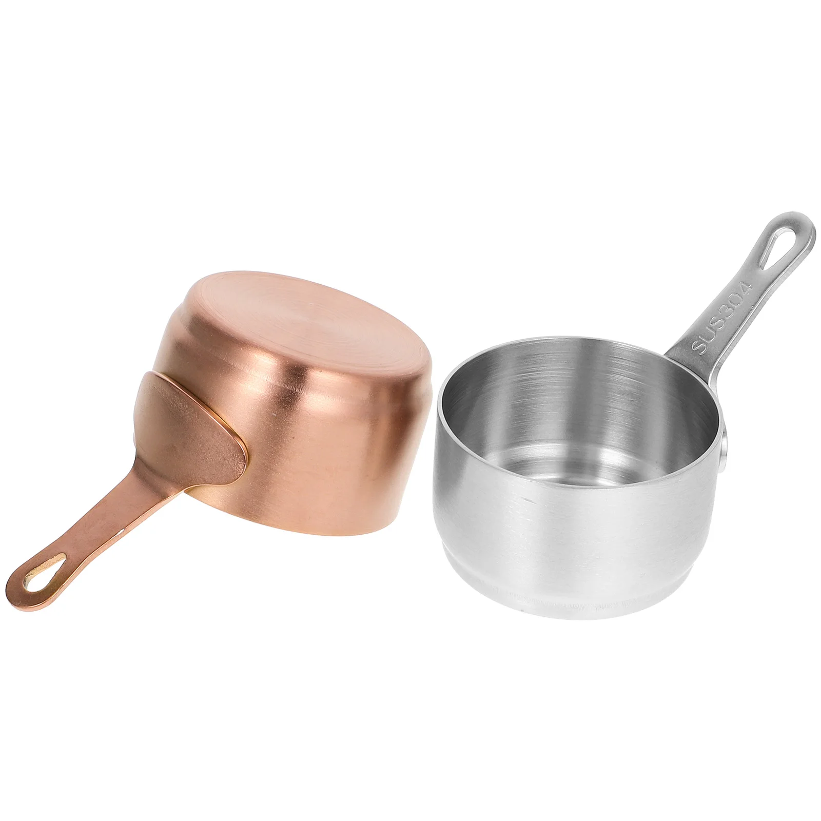 

2Pcs StainlessSteel SaucePan Container ButterWarmer CoffeeCookingTool MiniSaucepan KitchenMeasuringPot HealthyTableware