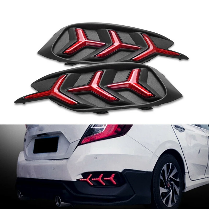 

NEW-Car LED DRL Daytime Running Lights Rear Bumper Brake Light Tail Light Fog Lamp For Honda Civic 2016 2017