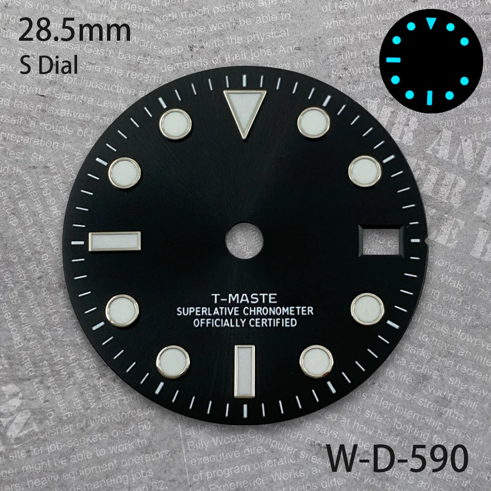 28.5 mm S Logo GMT Meteorite Dial Suitable For NH34 Japan Movement Ice Blue Luminous High Quality Watch Modification Accessories