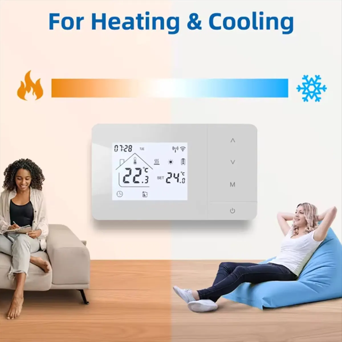 For Gas Boiler Smart Thermostat Wireless Temperature Controller with for & Home for Heating/Cooling Systems