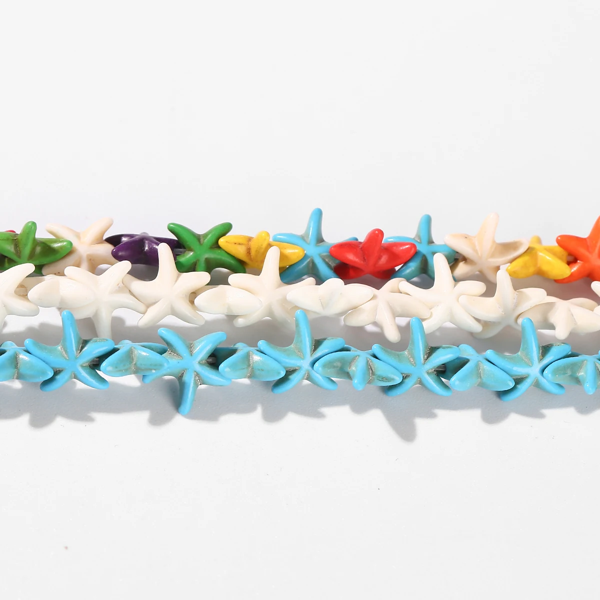 1 brin de perles turquoises colorées en forme d'étoile de mer, perles d'espacement amples pour la fabrication de bijoux, accessoires de boucles d'oreilles, breloques
