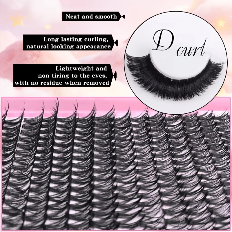 30D 40D Fluffy Wimpernbüschel-Set Einzelwimpern D-Curl 9-16mm Gemischte Länge Natürliches Volumen Wiederverwendbare Falsche Wimpern – Detail 2