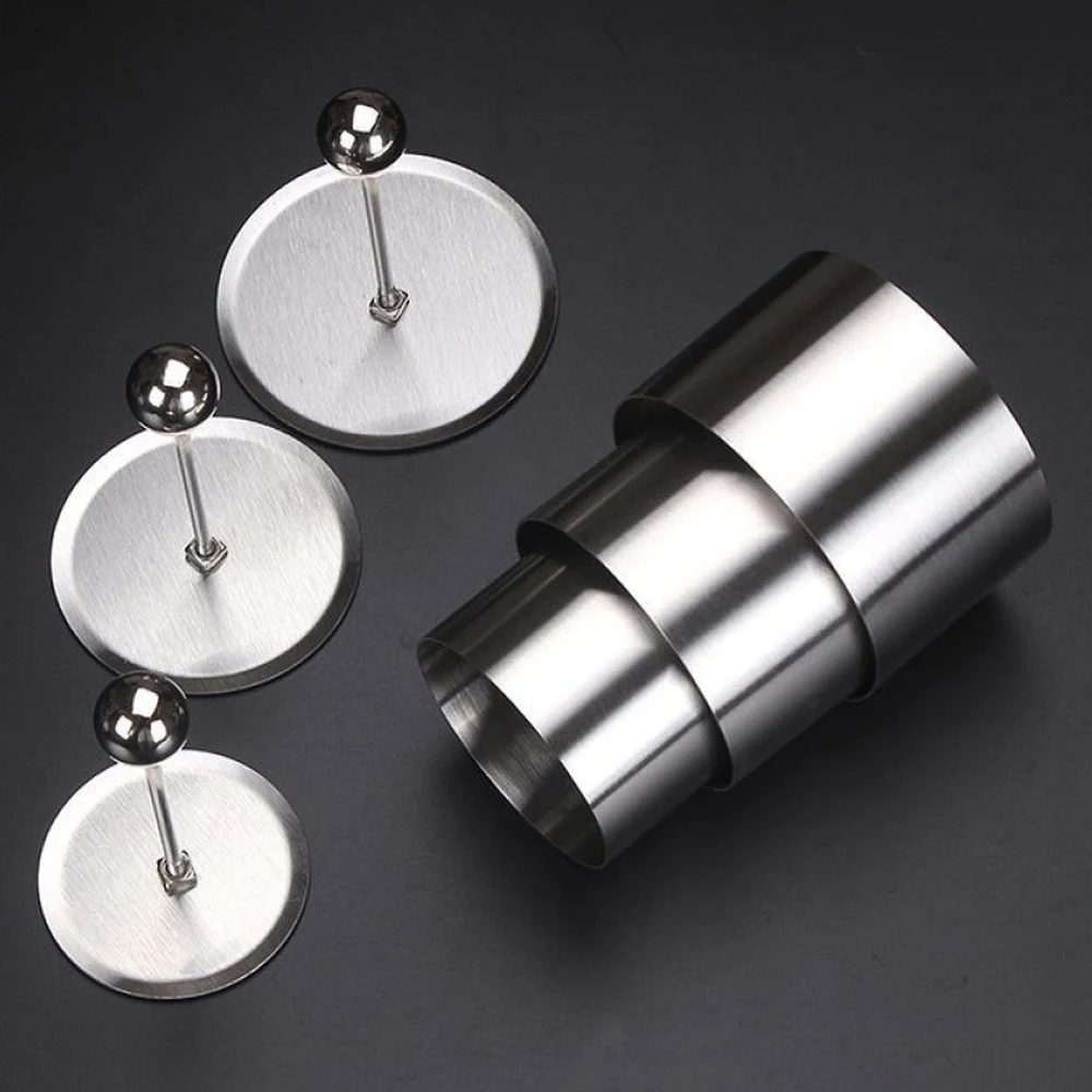 Round Stainless Steel Rices Ball Mold with Pusher Cake Mousse Cold Dish Easy Demoulding Vegetable Sushi Making Mold Kitchen Tool