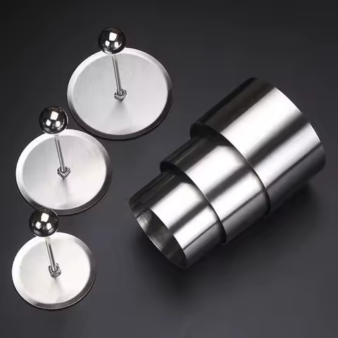 Round Stainless Steel Rices Ball Mold with Pusher Cake Mousse Cold Dish Easy Demoulding Vegetable Sushi Making Mold Kitchen Tool