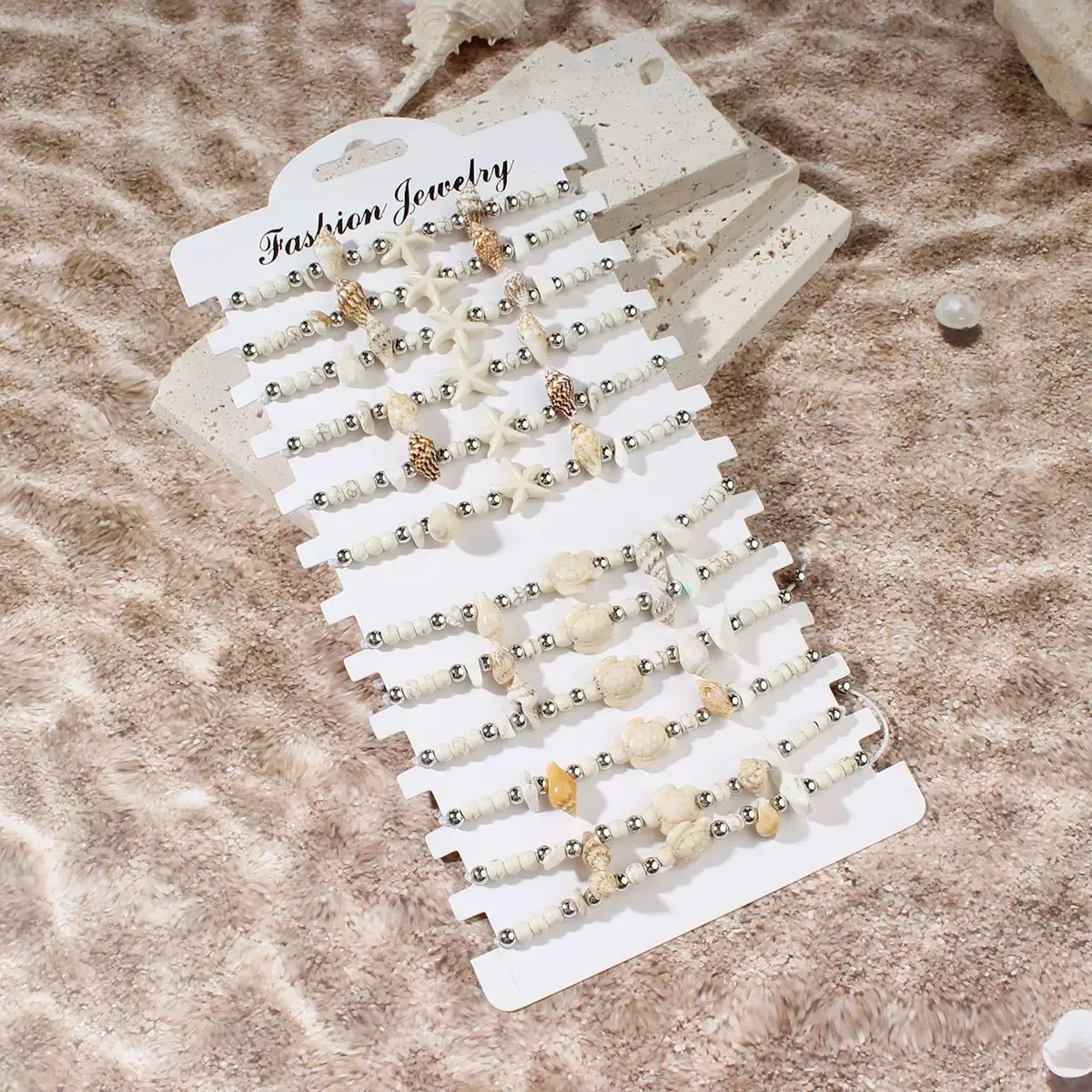 12 قطعة رائجة البيع الأبيض الفيروز البحر السلاحف شل الخرز سوار الصيف الشاطئ نمط الرجال النساء الصداقة سوار البدلة