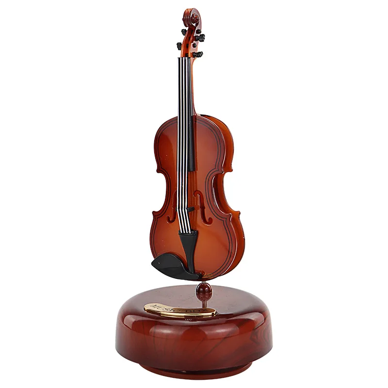 Rotating Music Box Guitar Violin Music Box Birthday Gift Girl Holiday Gift Living Room Creative Decoration Box for A Gift