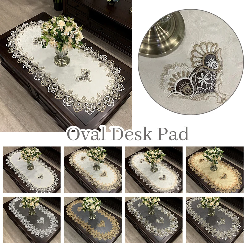 

Oval Table Runner Embroidered Tea Table TV Cabinet Tablecloth Lace Dresser Table Flag Modern Minimalist Dining Table Dust Cover