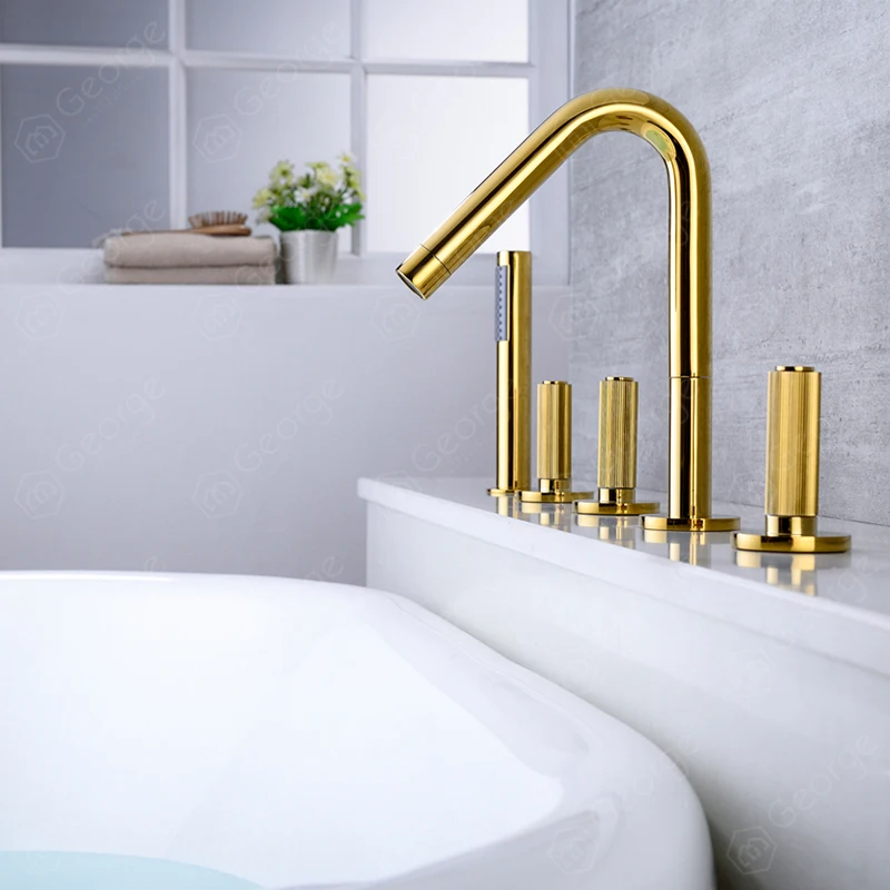 

Золотой латунный смеситель для ванны, смеситель для ванной комнаты с горячей и холодной водой