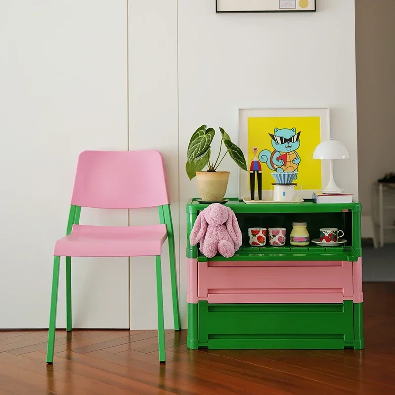 Retro Green Living Room Storage Cabinet Multifunctional Shoe Rack for Bedroom Small Apartment