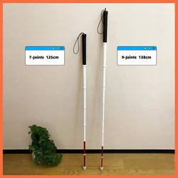 White Cane Titanium Retractable Crutch for the Blind Person Telescopic Trekking Pole Walking Stick Elderly Old Man Rotating Tip