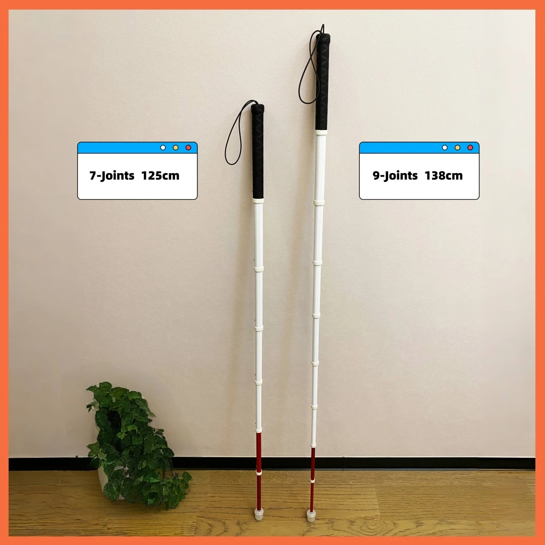 White Cane Titanium Retractable Crutch for the Blind Person Telescopic Trekking Pole Walking Stick Elderly Old Man Rotating Tip