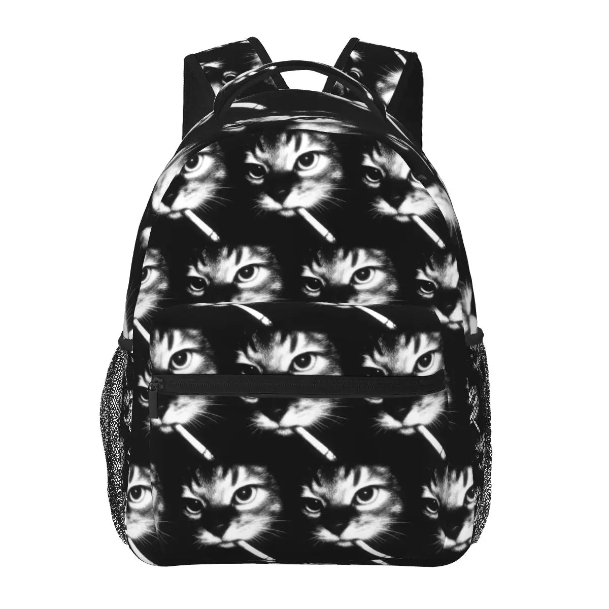 Funny Meme Smoking Cigarette Cat Face Graphic Student Backpack School Bag Daypack for Boys Girls Fashion Bookbag Shoulder Bags