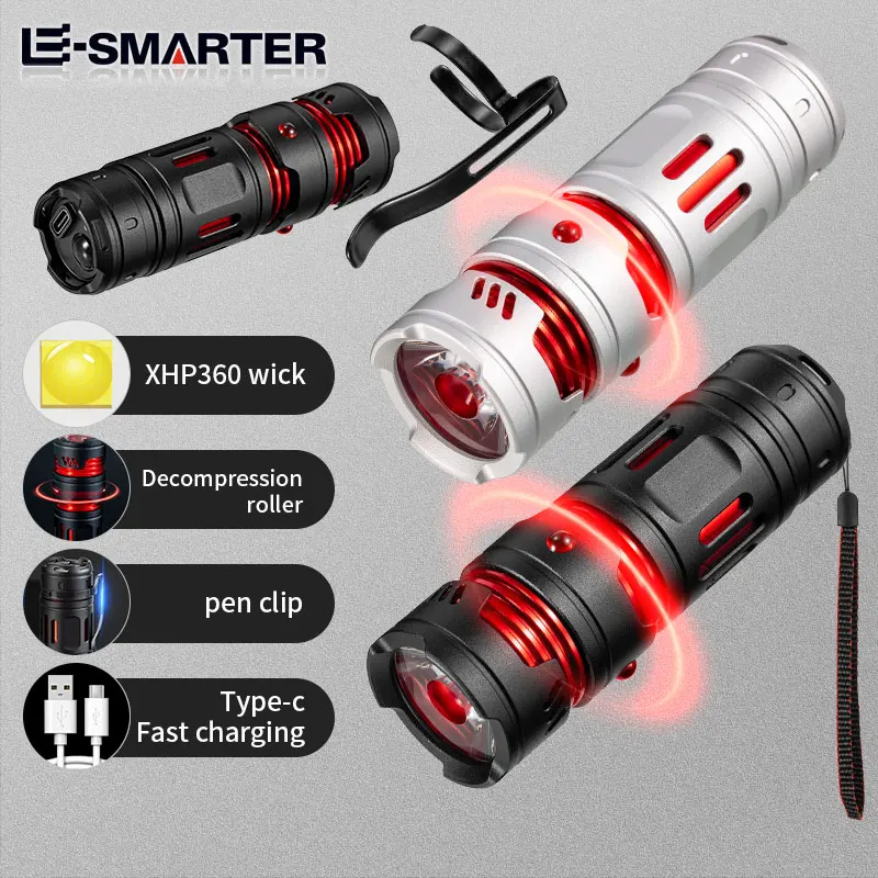 High Quality Mini LED Flashlight 18350 Super Bright Torch Rechargeable USB Light for outdoors,walk a dog, Camping,Walking