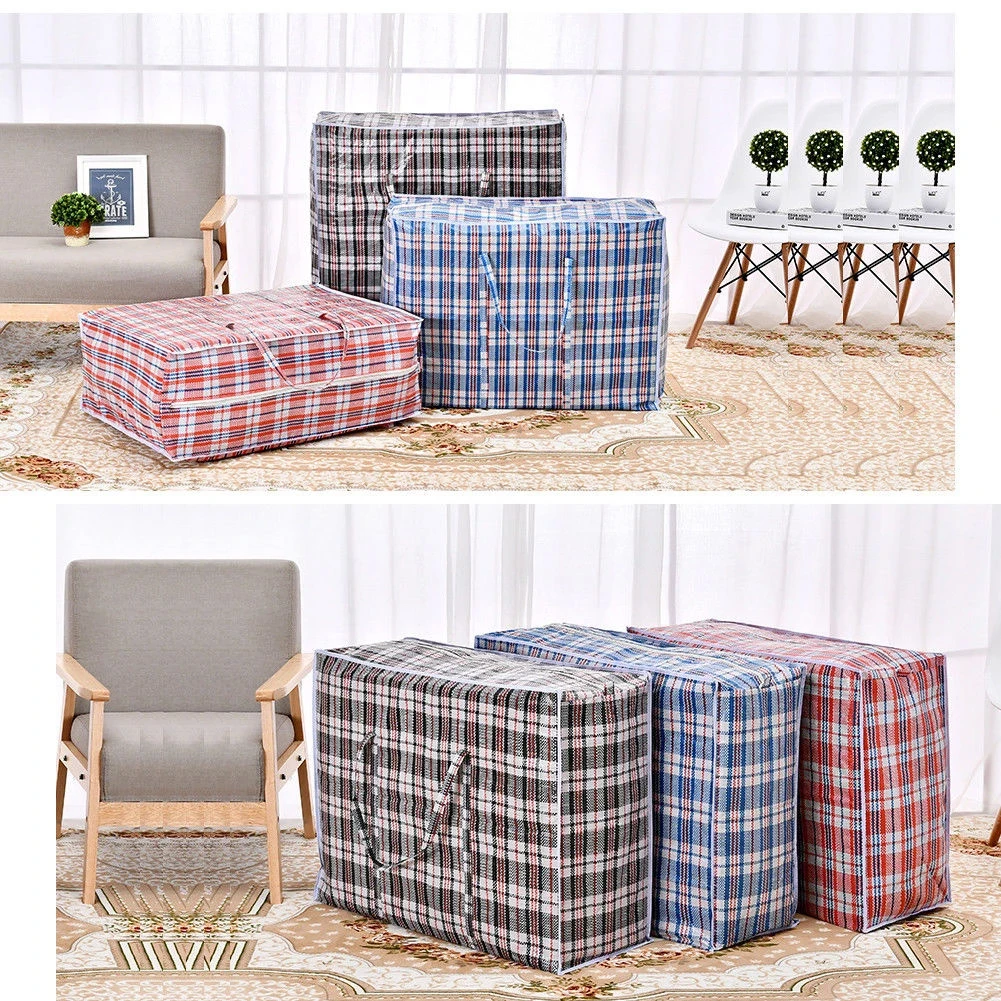 2024 New Waterproof Portable Storage Bags Classic Plaid Printing Large Capacity Quilt Clothes Oxford Organizer Home Storage Bag