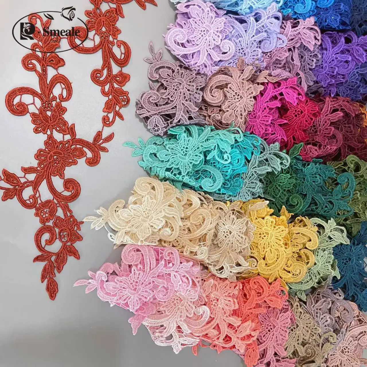 Europäischer Stil, handgenähte, wasserlösliche Spitzenstickerei für Hochzeitskleider, Bildapplikation, handgefertigte DIY-Bekleidungsaccessoires – Detail 3