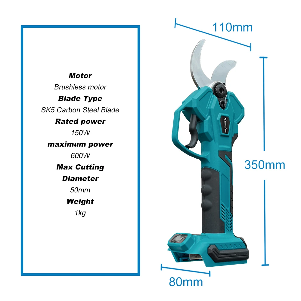 Kamolee 50Mm Borstelloze Draadloze Elektrische Schaar Snoeischaar Snoeischaar Efficiënte Fruitboom Bonsai Snoeien Branche Snijder