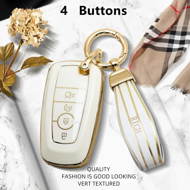 

Luxurious Remote Key Case Cover For Ford Fusion Mondeo Mustang Explorer Edge EcoSport For Lincoln MKC MKZ MKX Car Accessories