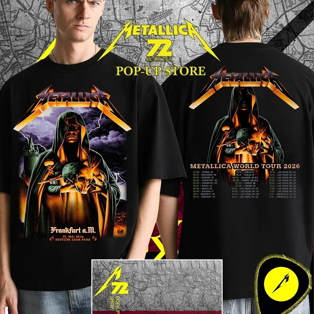 Metallica Frankfurt 2026 Band-T-Shirt für Männer und Frauen, Sommerkleidung aus 100 % Baumwolle, Gothic-T-Shirt mit kurzen Ärmeln, Streetwear – Detail 2