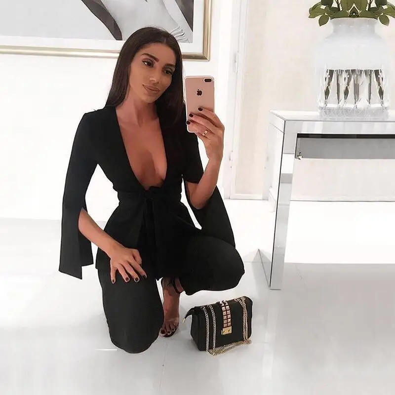 

New Autumn And Winter Collection, Same Sexy Low Cut Lace Up Jacket, Two-Piece Pants Set, New Style