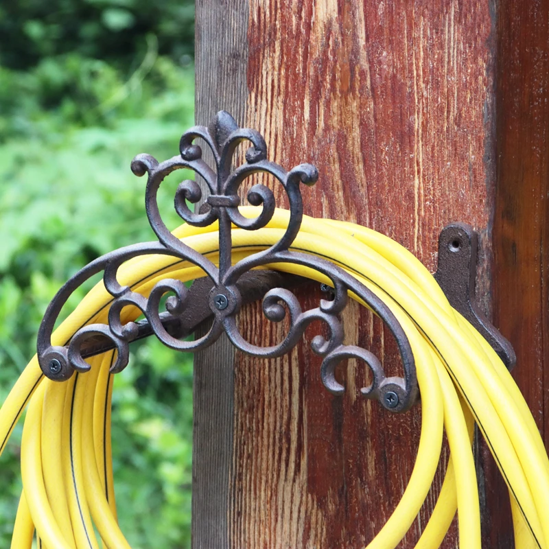 Retro Cast Iron Water Pipe Rack, Courtyard Garden Storage Hose Reel, Creative Household Car Washing Hose and Flower Watering Sto