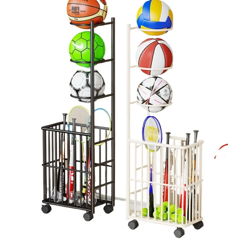 

Basketball storage rack Household movable football with wheels Volleyball storage rack Yoga mat Sports equipment storage basket