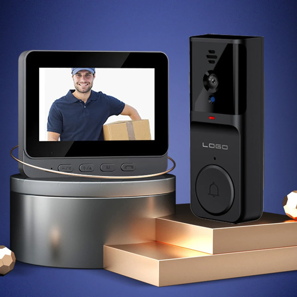 Campanello video wireless Wi-Fi 2.4G Audio bidirezionale Videocitofono intelligente Campanello Visione notturna a infrarossi per appartamento familiare