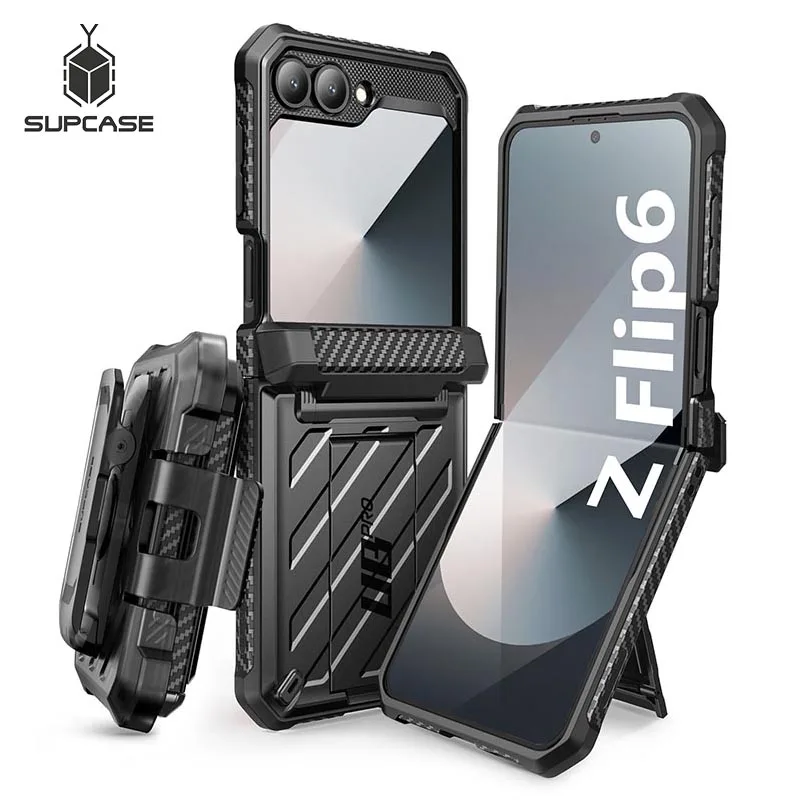 SUPCASE For Samsung Galaxy Z Flip 6/5 Case UB Pro Hinge Protection Dual Layer Rugged Protective Case with Holster & Kickstand