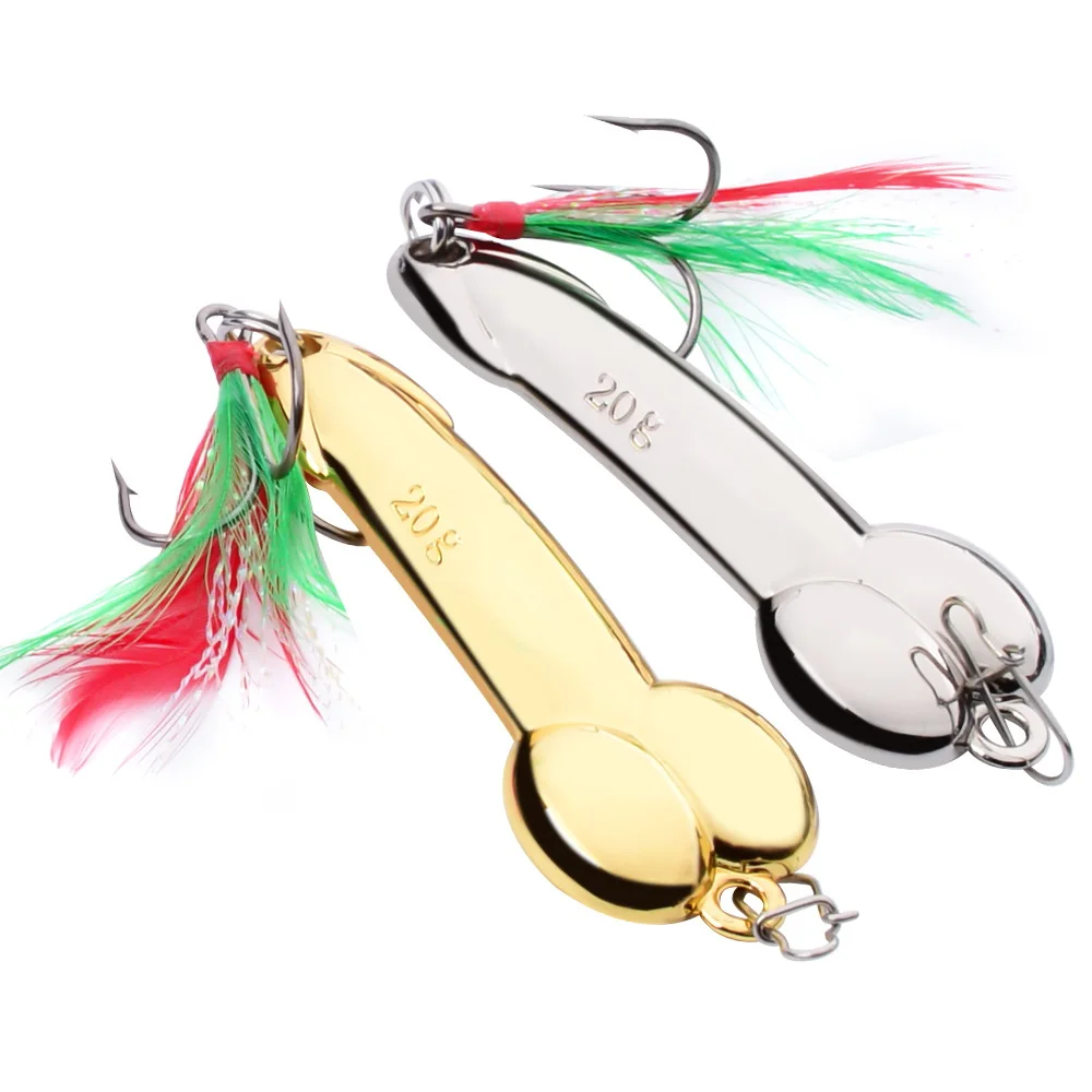 Metal Spoon Penis Shape Fishing Lures 5g 10g 15g 20g Golden Sequin Lure Artificial Bait Hard Baits Tackle Pesca Vibrating VIB