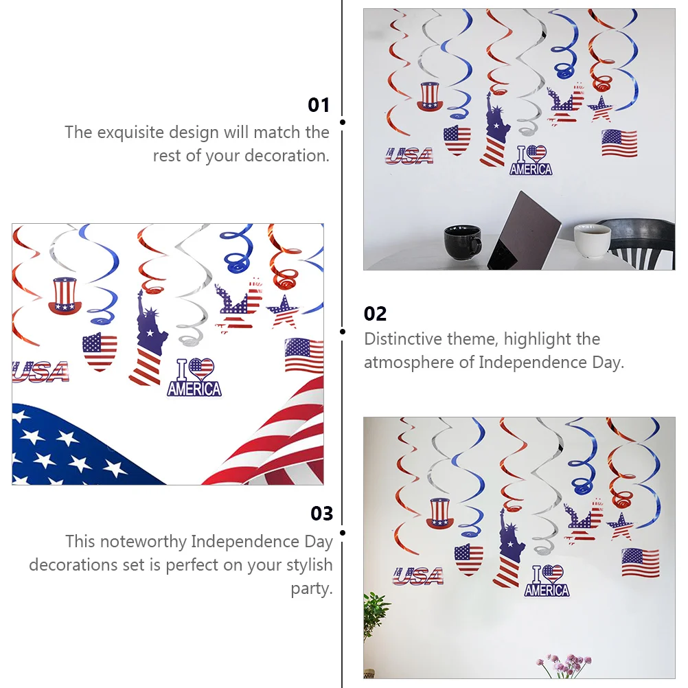 1 مجموعة 1 مجموعة العلم الأمريكي زينة معلقة يوم الاستقلال لوازم الحفلات احتفالية الحلي ديكور لحدث الاحتفال