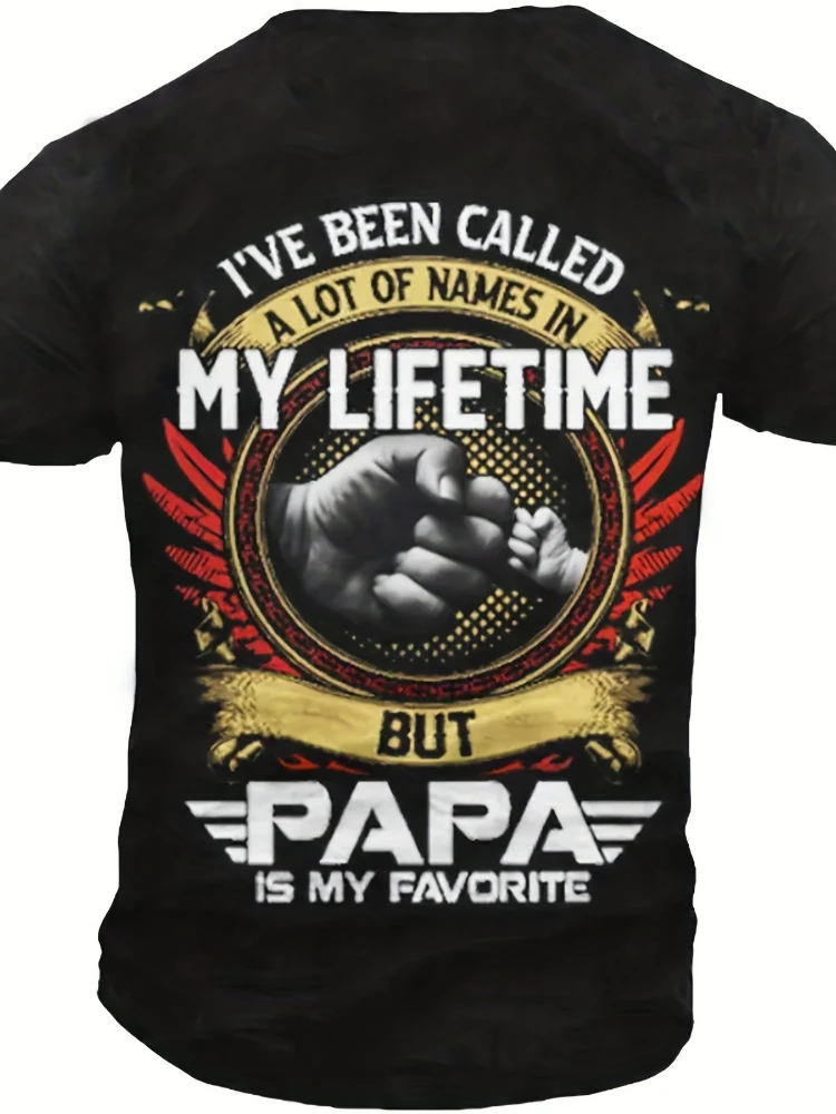 

"My Life" and "Fist Print" men's novel T-shirt-summer fashion retro pure cotton round neck short sleeve T-shirt.