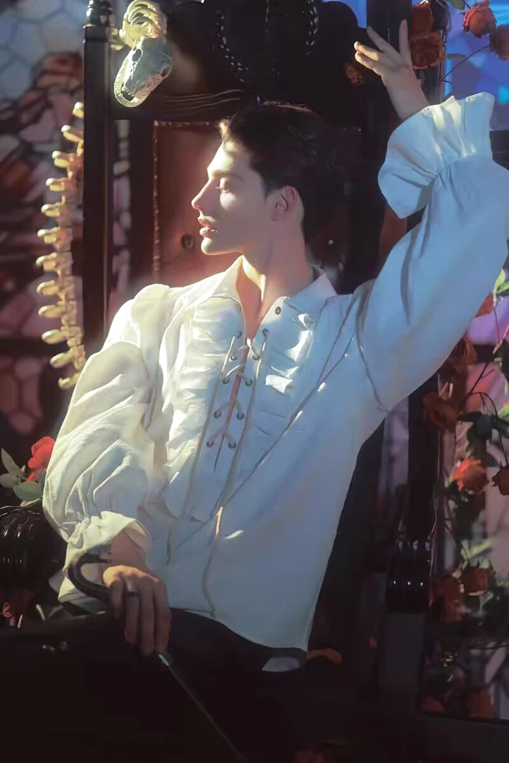 

Средневековый костюм Court Sle, мужской костюм на Хэллоуин, наряд для выступлений, длинный све, молодежная Россия, свободная посадка, без утюга