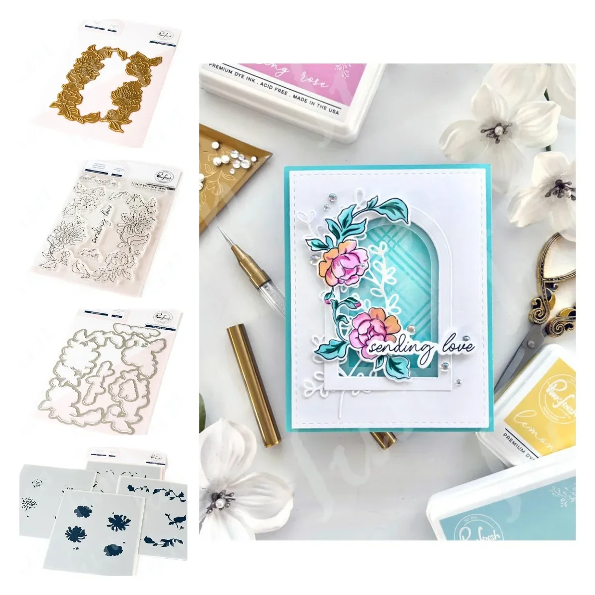 

Flowers Cutting Dies Frames and Borders Best Wishes Clear Stamps Stencils DIY Scrapbooking Supplies Hot Foil Plates Decoration