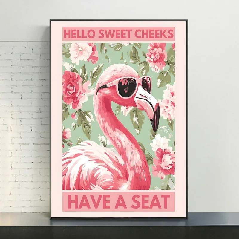 Sneaker Flamingo Poster Nursery Art Print Canvas Painting Modern Minimalist Illustration Wall Art Picture for Home Decoration