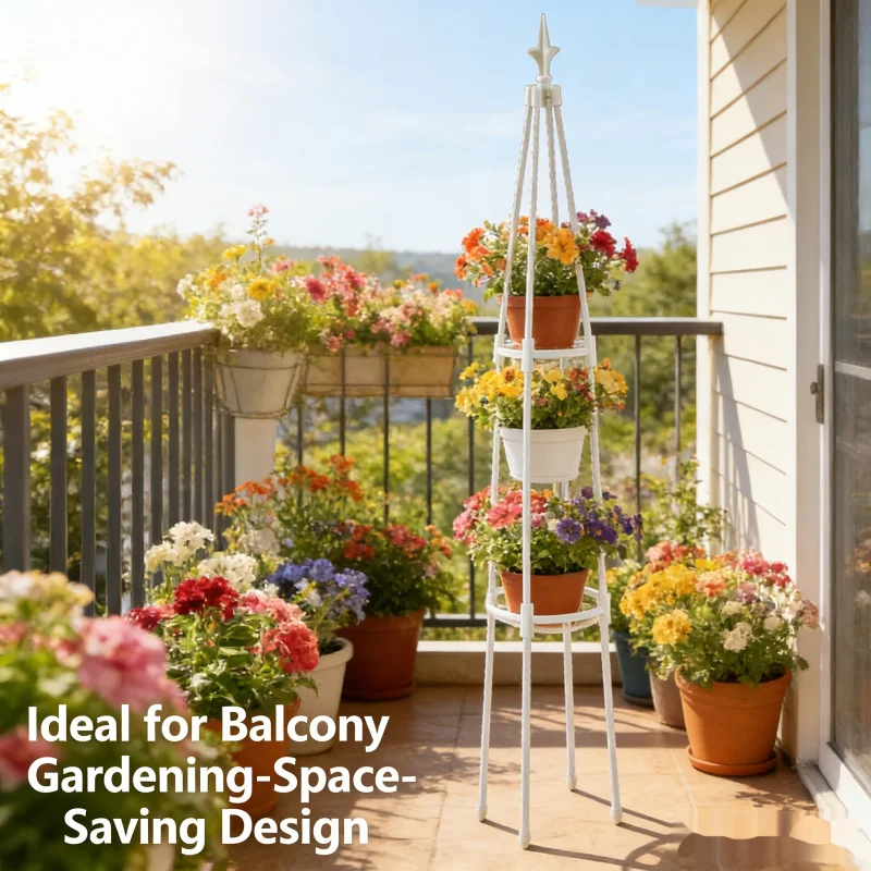 

Outdoor Tower Type Bird Head Garden Climbing Trellis Plastic Coated Sharp Pile Plant Flower Support Stand for Vine Potted Plants