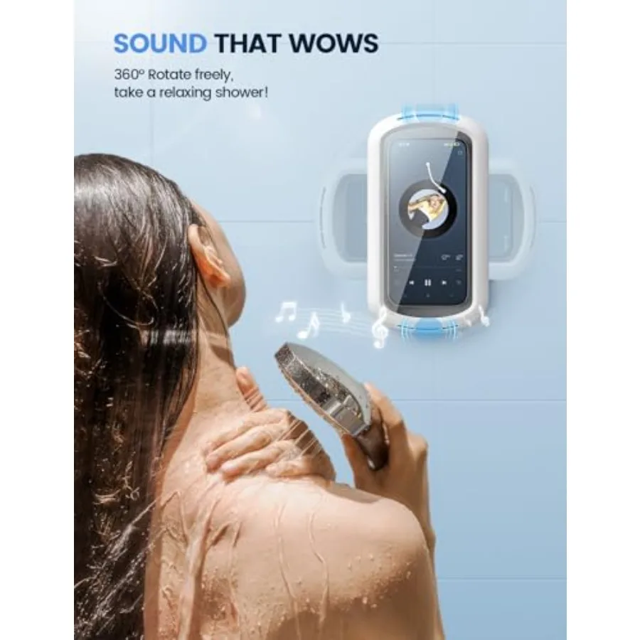 Shower Phone Holder with Speaker Holes, IPX6 Waterproof Clear Sound and 480° Rotation Shower Case Accessories, Waterproof Bathr - view 2