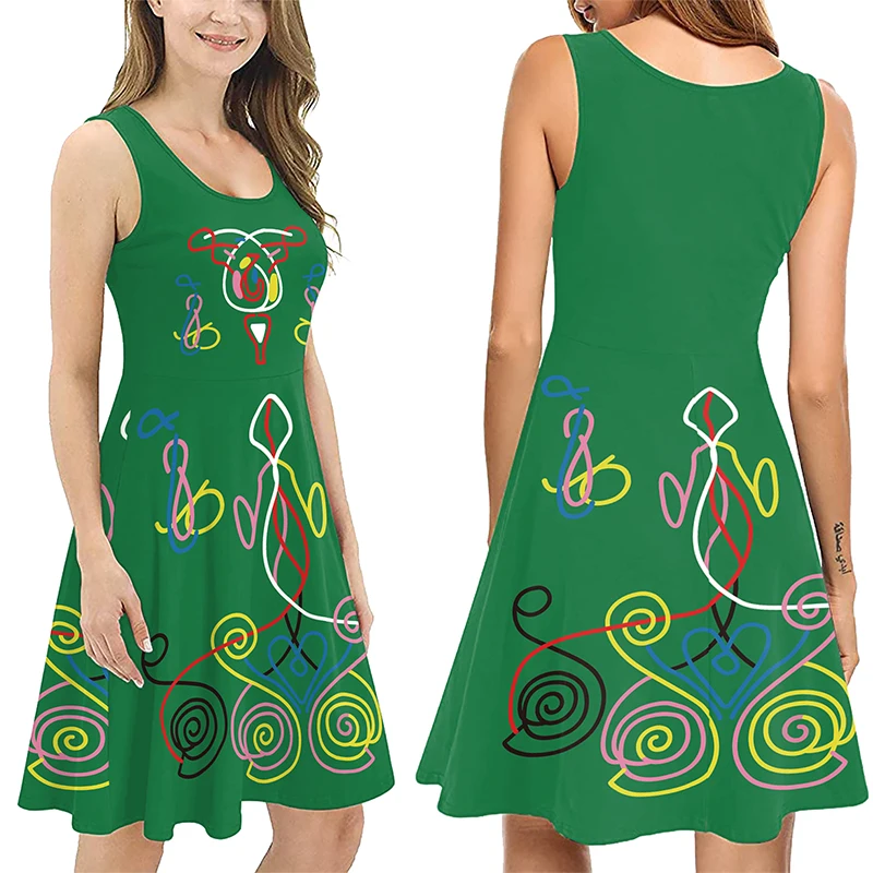 

Color Cosplayer St. Patrick's Day Green Dress for Women 3D Printing Sundress Holiday Party Adult Clothing Carnival Costume